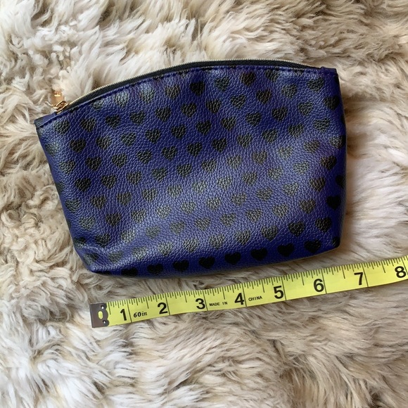 Purple with Black Heart Pattern Makeup Bag - Picture 2 of 3